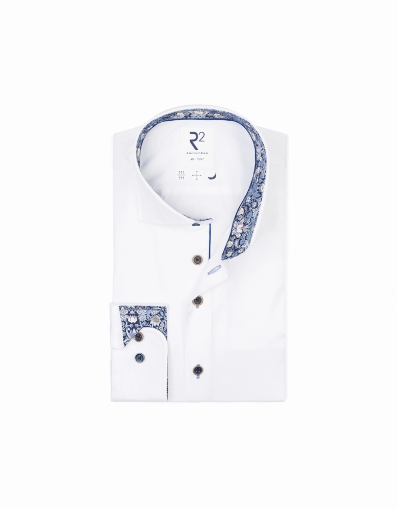 Liberty Print Cut Away Collar Shirt White