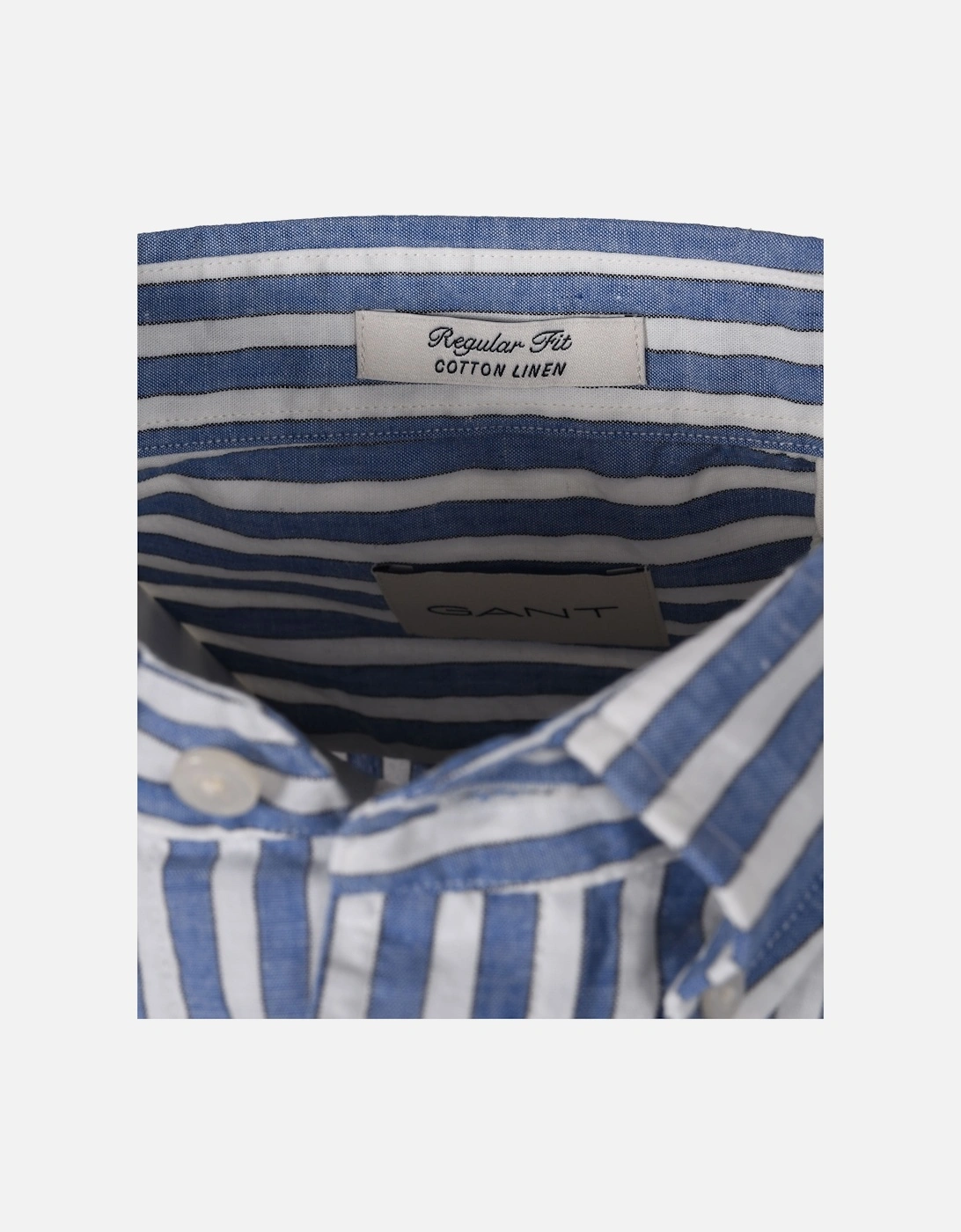 Reg Cotton Linen Stripe Ss Shirt Rich Blue