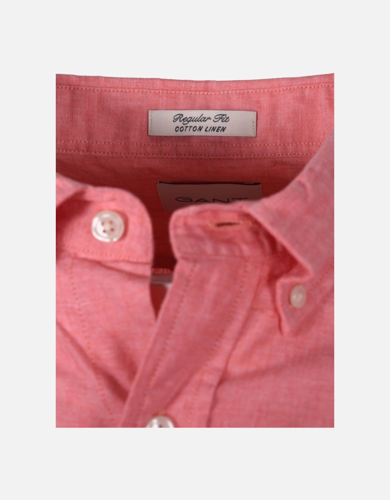 Reg Cotton Linen Long Sleeve Shirt Sunset Pink