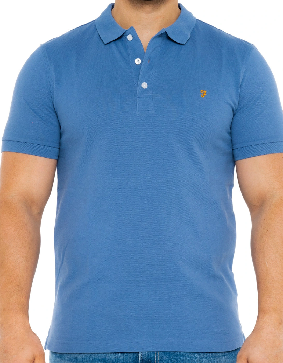 Mens Farah Mens Blanes Short Sleeve Polo Shirt (Blue) - Size: 44/Regular