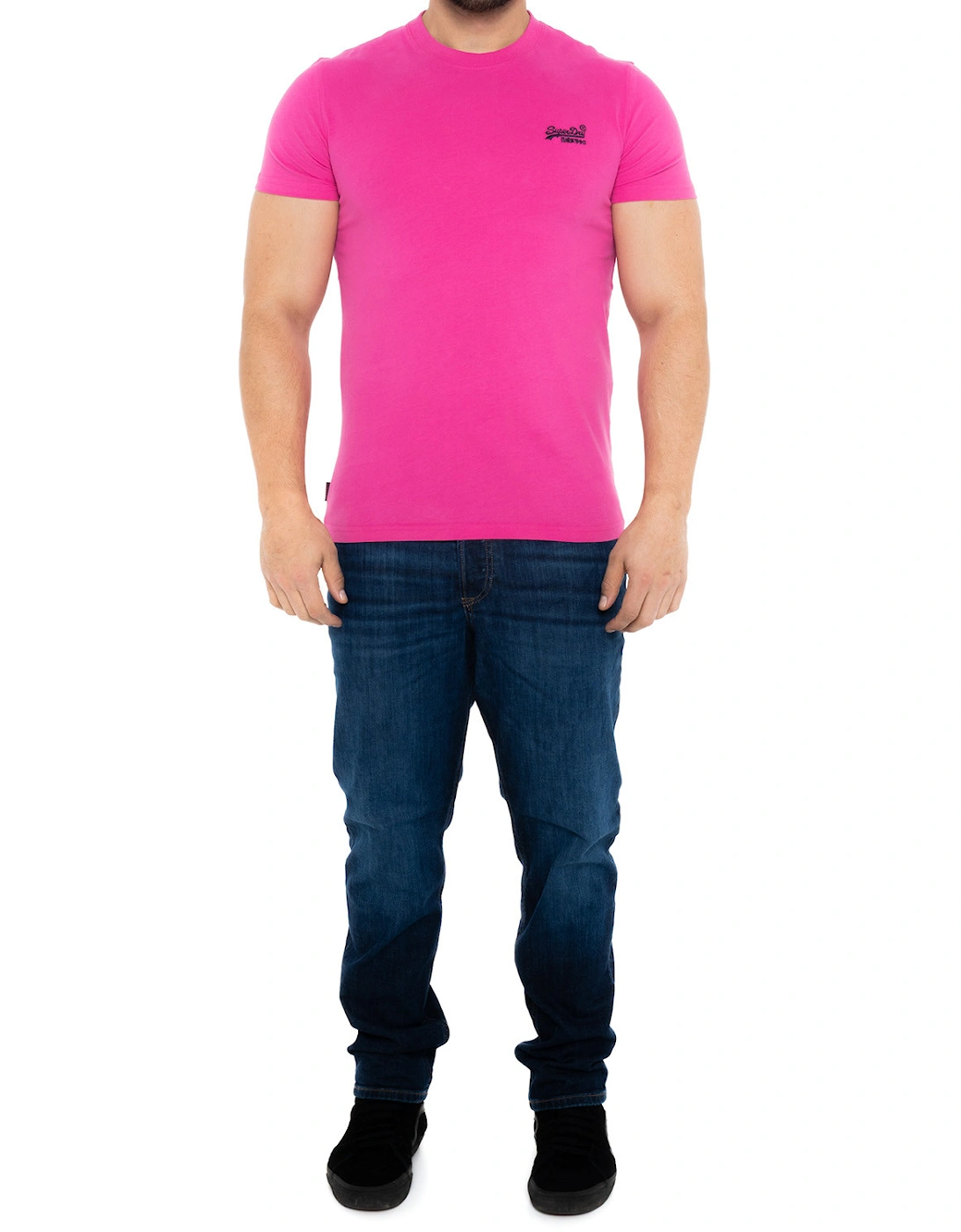 Mens Solid Vintage Logo T-Shirt (Dark Pink)