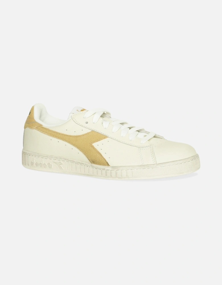Mens Game Low Waxed Suede Pop Trainers (White/Beige)