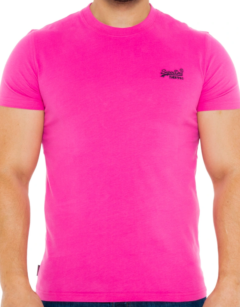 Mens Solid Vintage Logo T-Shirt (Dark Pink)