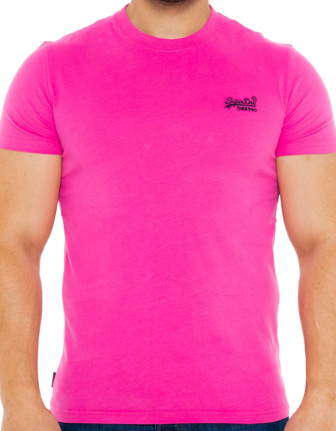 Mens Solid Vintage Logo T-Shirt (Dark Pink), 8 of 7