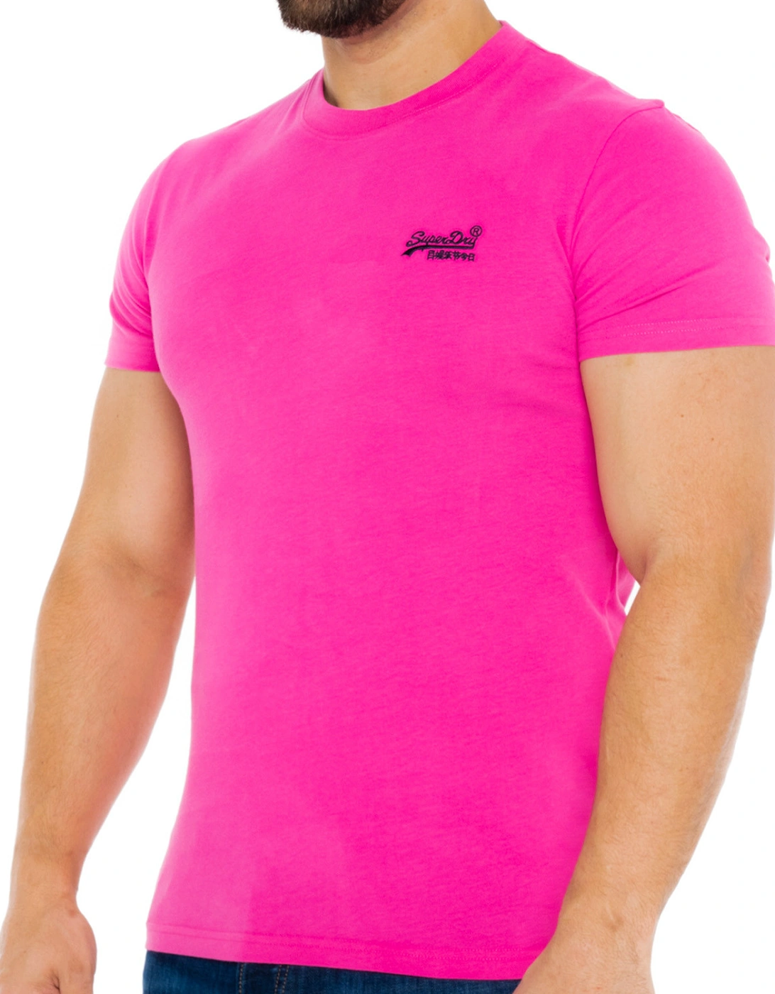 Mens Solid Vintage Logo T-Shirt (Dark Pink)