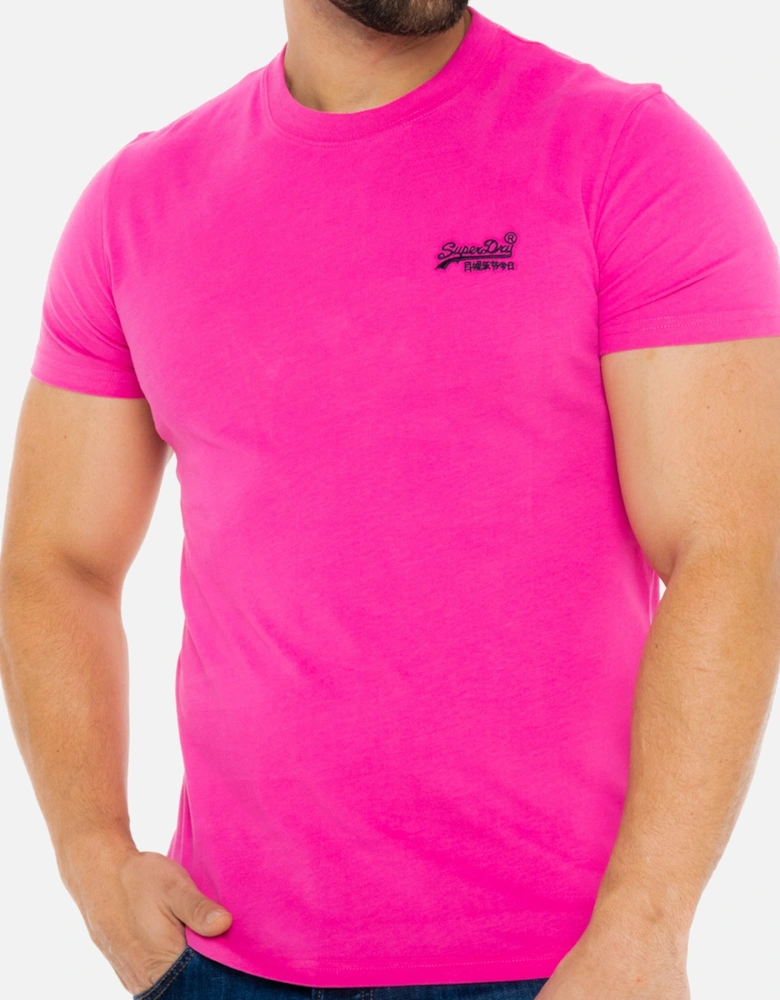 Mens Solid Vintage Logo T-Shirt (Dark Pink)