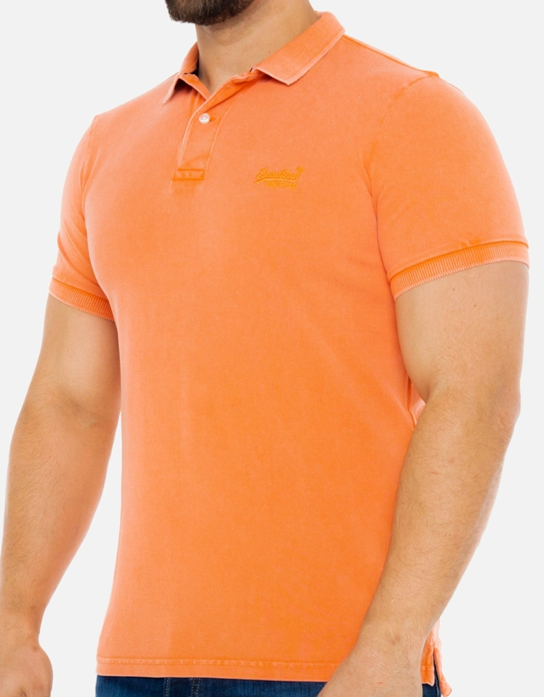 Mens Vintage Destroy Polo Shirt (Orange)