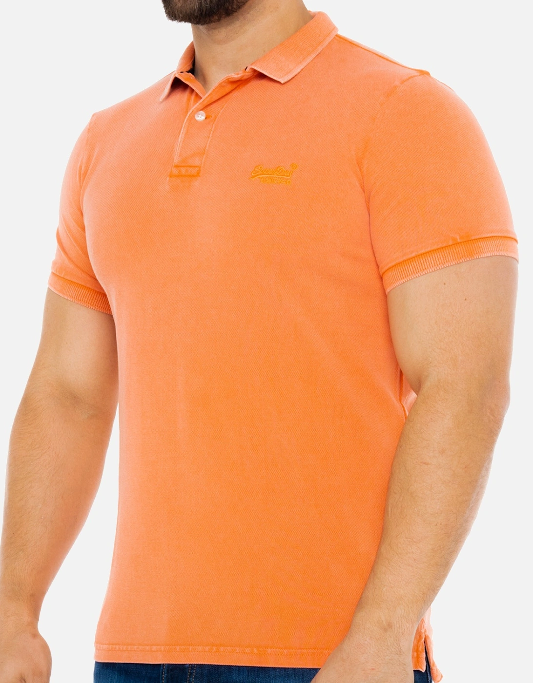 Mens Vintage Destroy Polo Shirt (Orange)