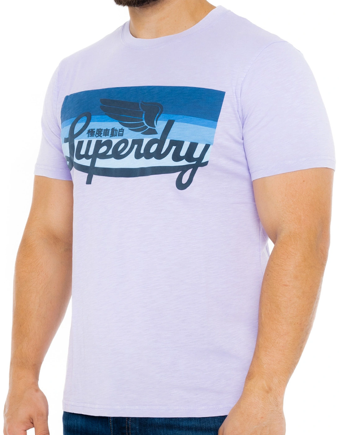 Mens Cali Striped Logo T-Shirt (Lavender)