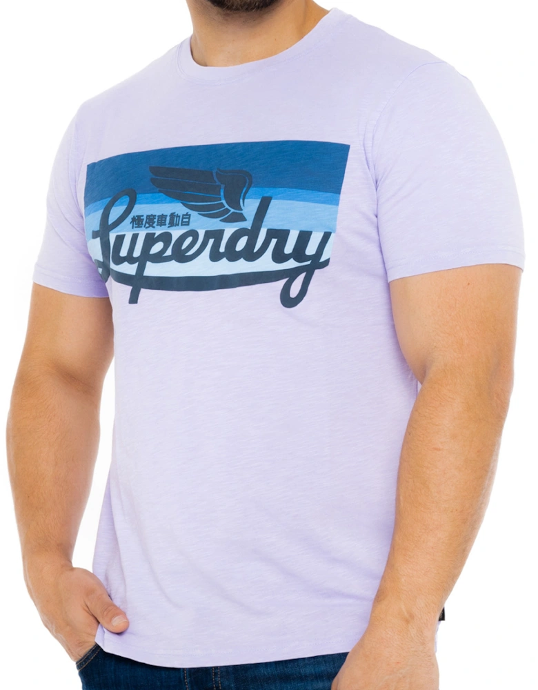 Mens Cali Striped Logo T-Shirt (Lavender)