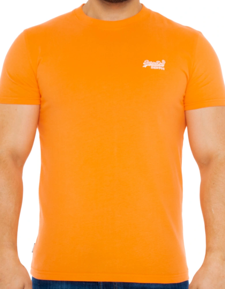 Mens Solid Vintage Logo T-Shirt (Orange)