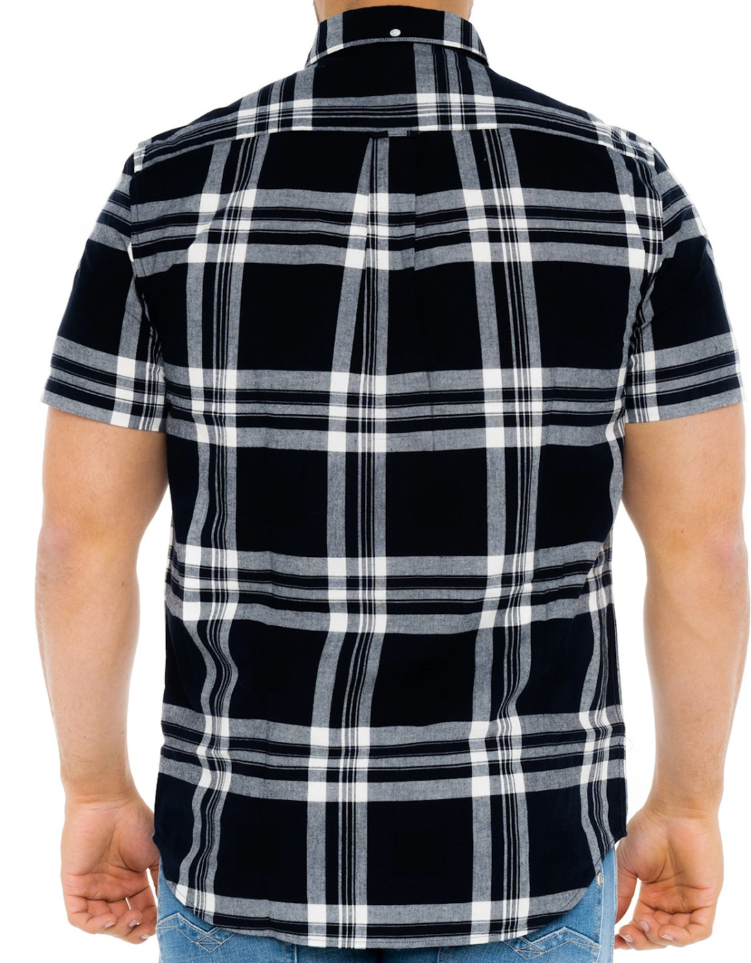 Mens Kele Short Sleeve Check Shirt (Navy)