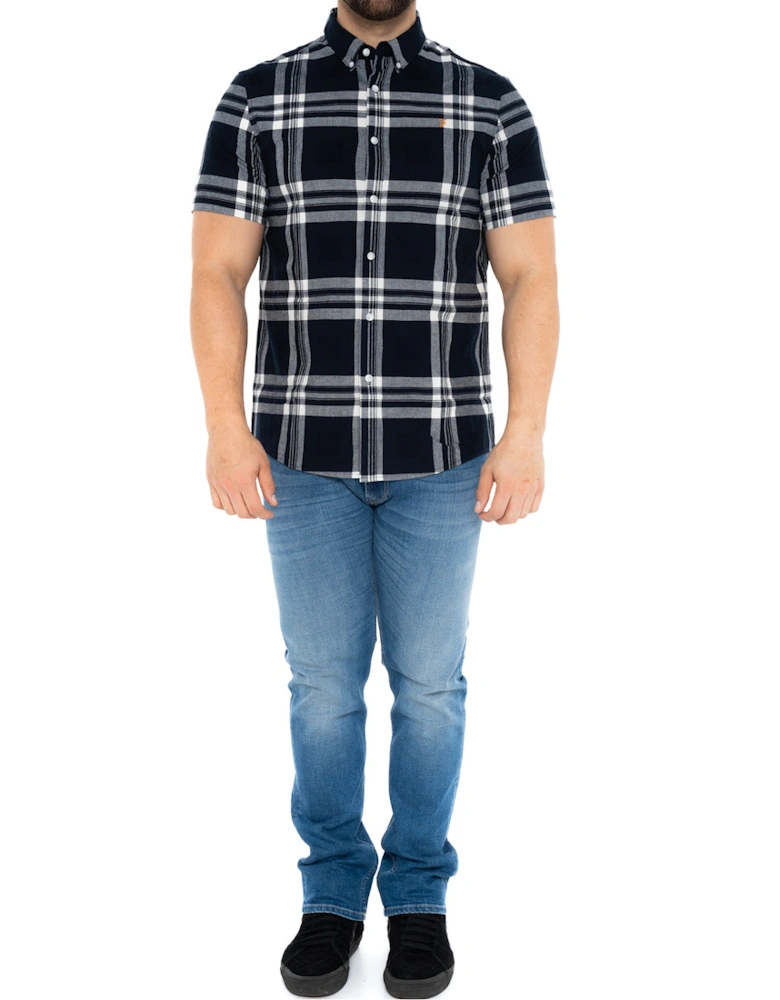 Mens Kele Short Sleeve Check Shirt (Navy)