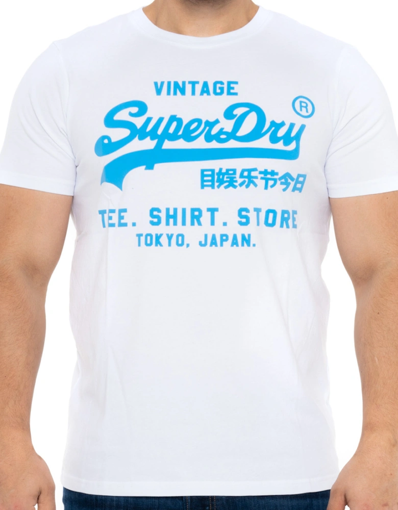 Mens Neon Vintage Logo T-Shirt (White)
