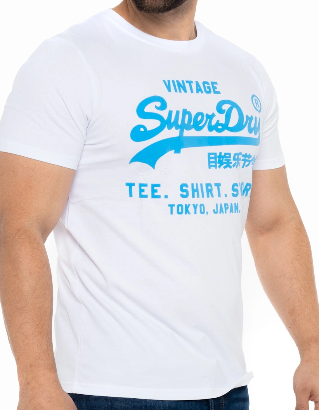 Mens Neon Vintage Logo T-Shirt (White)