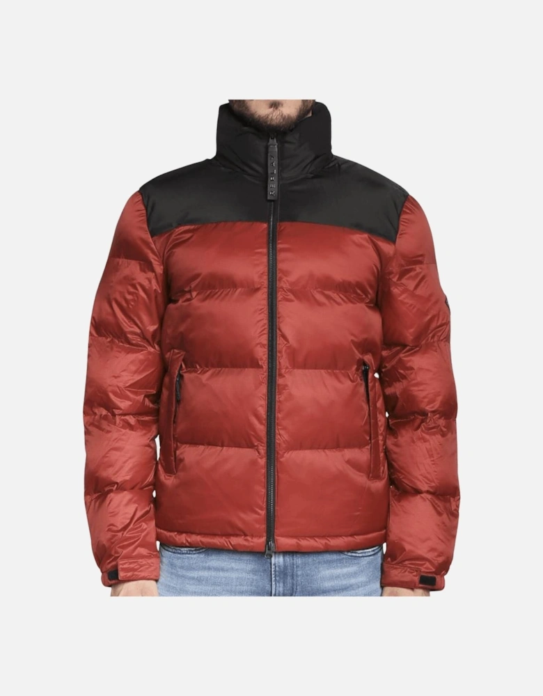Nylon Padded Slim Fit Dark Red Puffer Jacket