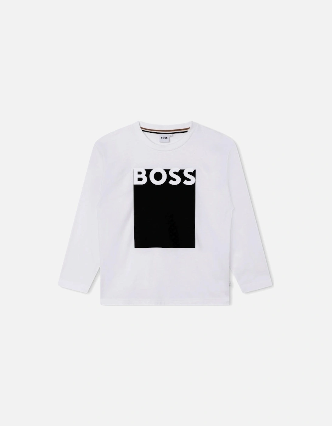 Boys White Logo T-Shirt long sleeve