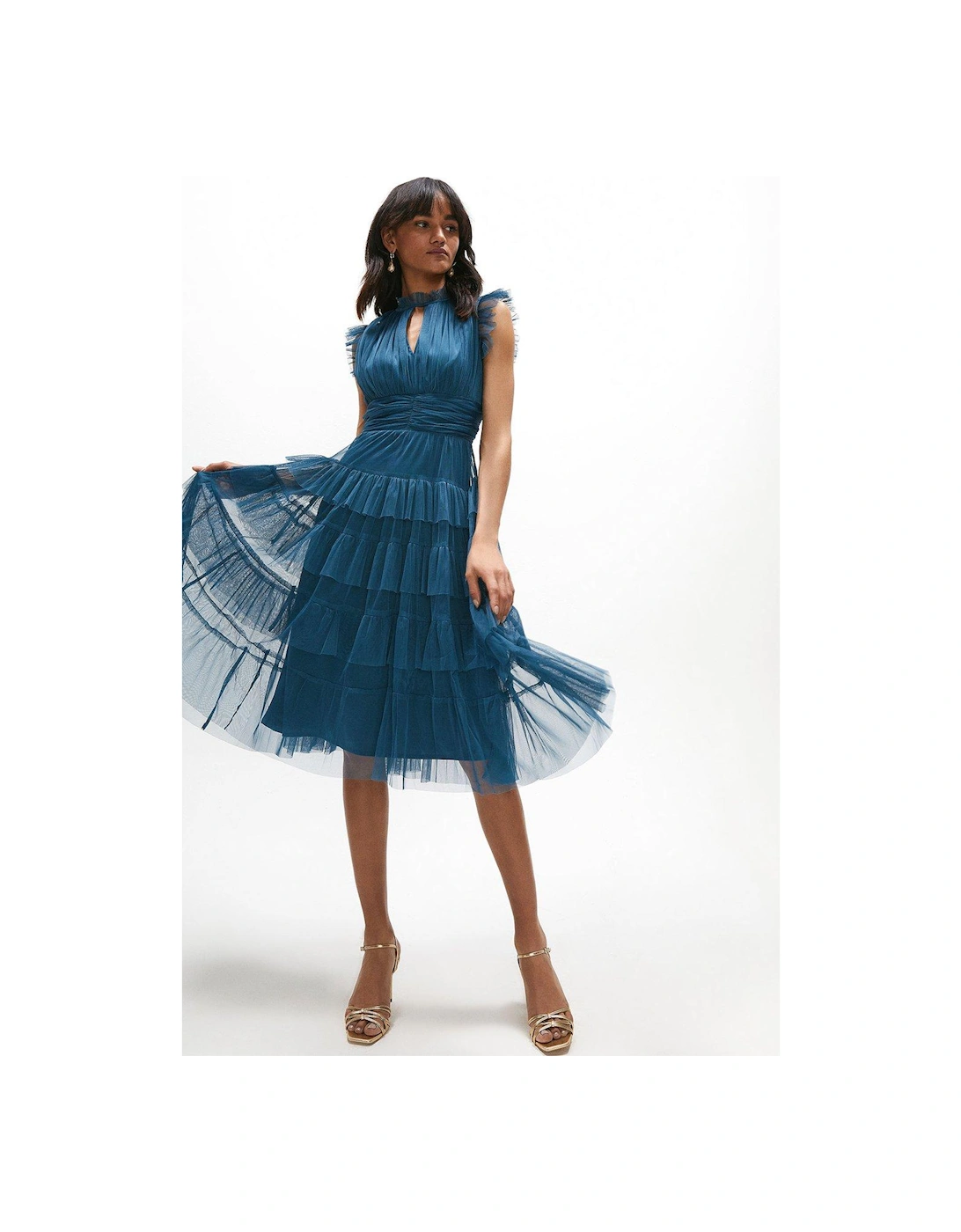 Tulle Tiered Frill Sleeve Dress, 5 of 4