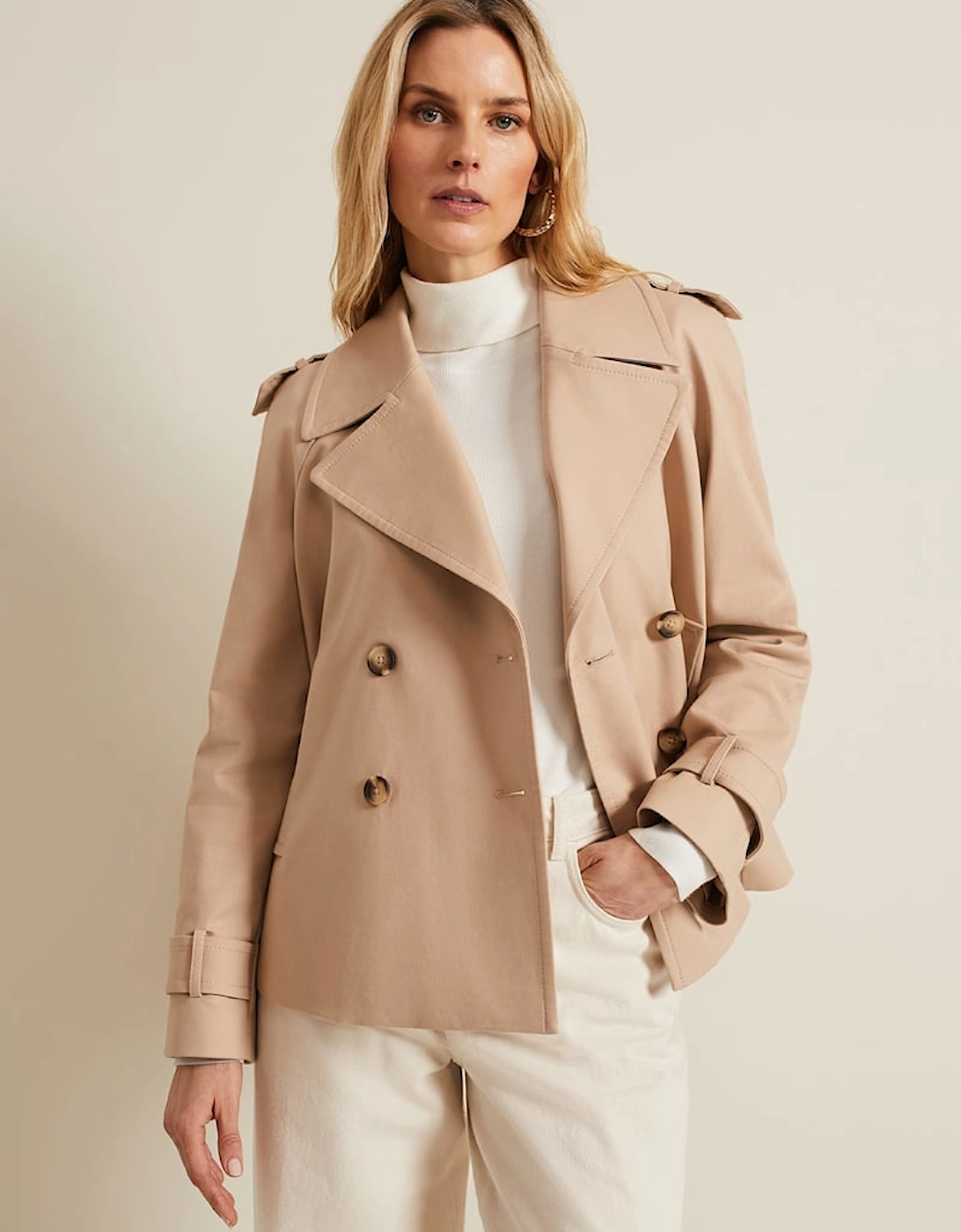 Lola Camel Cropped Trench Jacket, 9 of 8