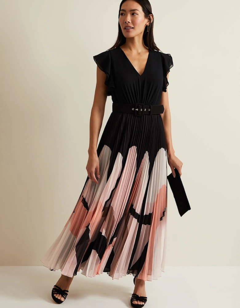 Isla Printed Skirt Ruffle Top Maxi Dress
