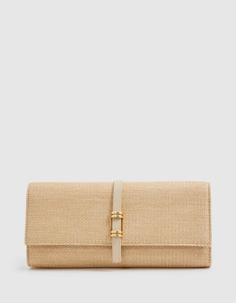 Raffia Baguette Clutch Bag