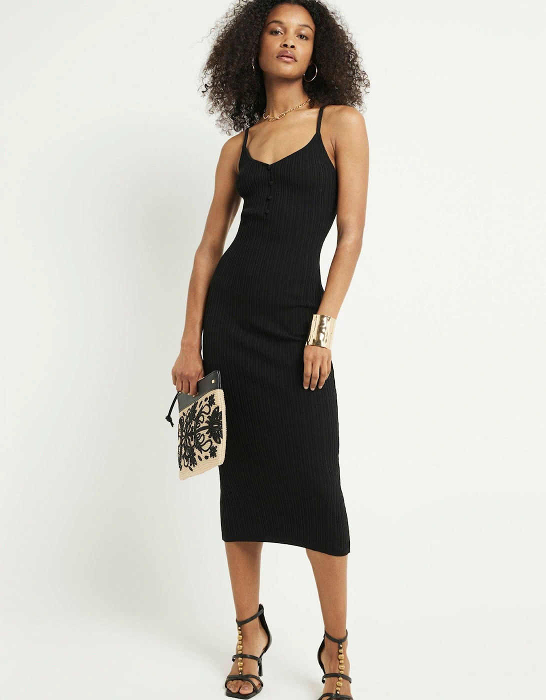 Button Front Knit Dress - Black, 6 of 5