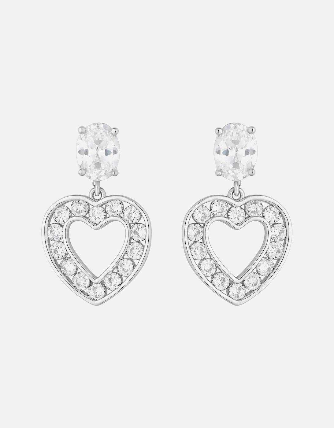 Rhodium Plated And Cubic Zirconia Open Heart Drop Earrings, 2 of 1