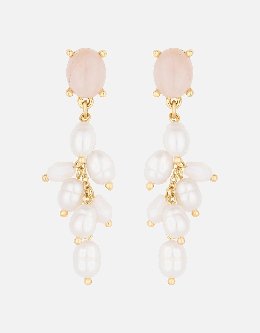 Gold Plated Semi Precious And Freshwater Pearl Earrings, 2 of 1