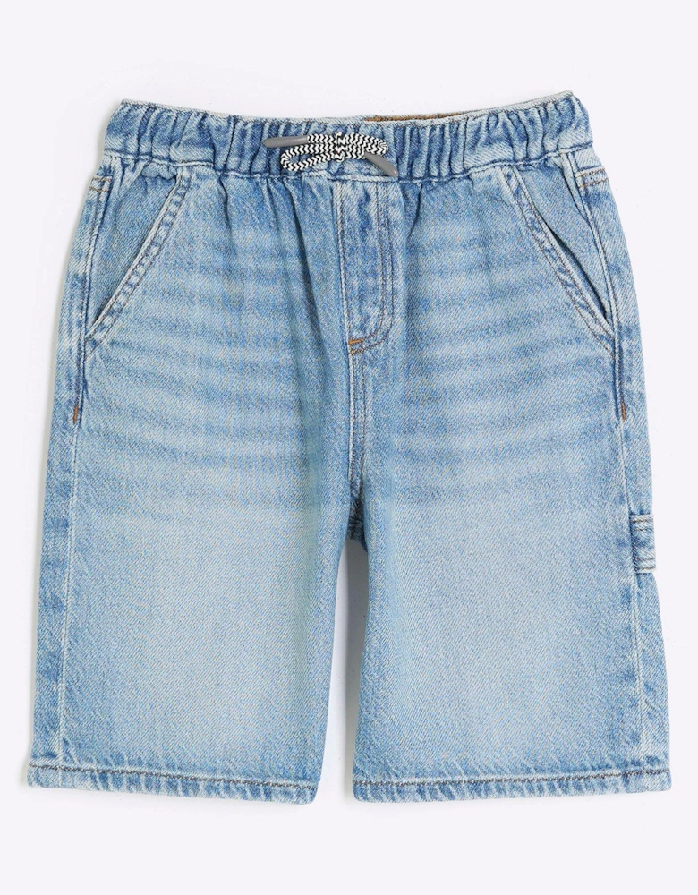 Boys Elasticated Baggy Denim Shorts - Blue