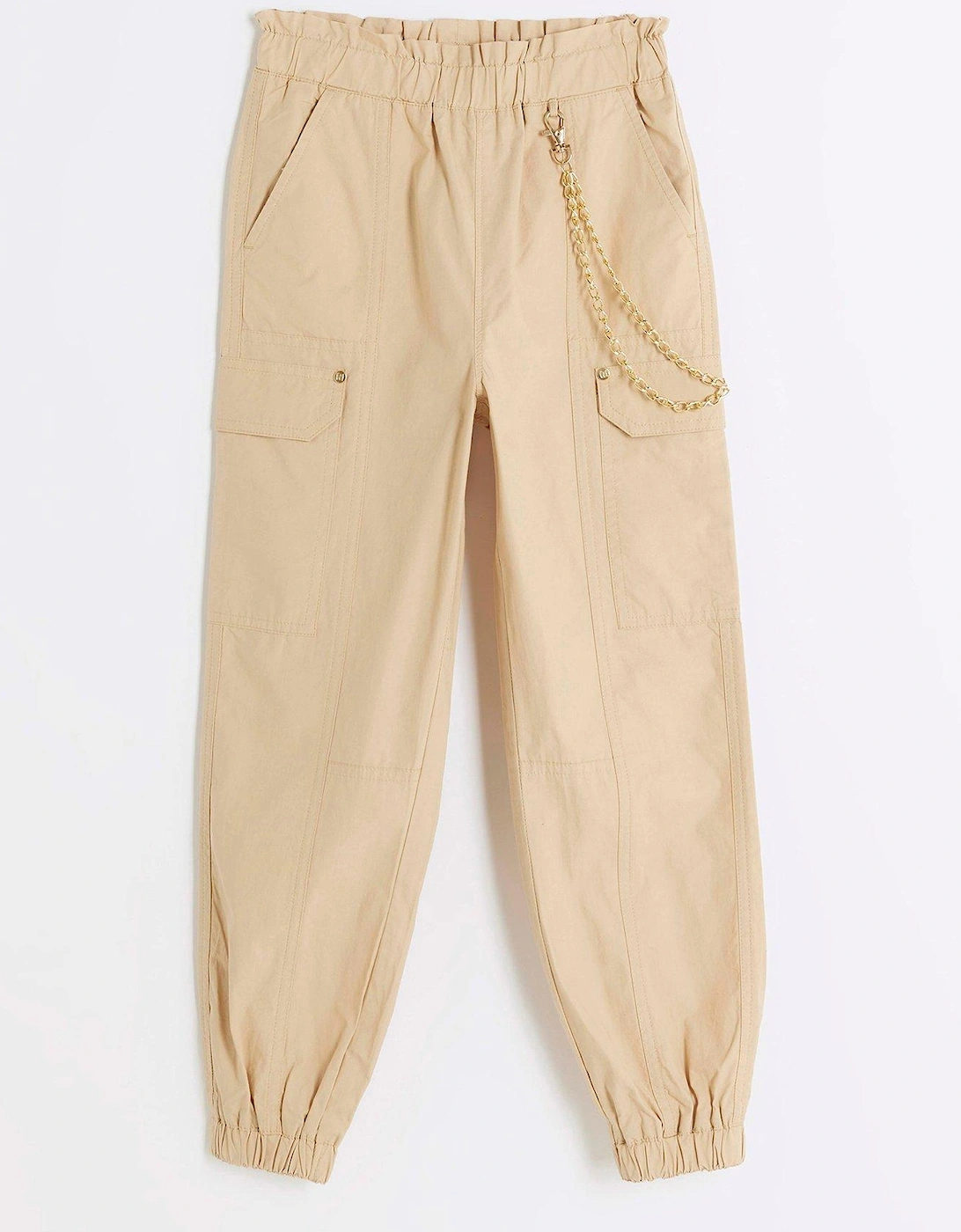 Girls Chain Cargo Trousers - Beige, 3 of 2