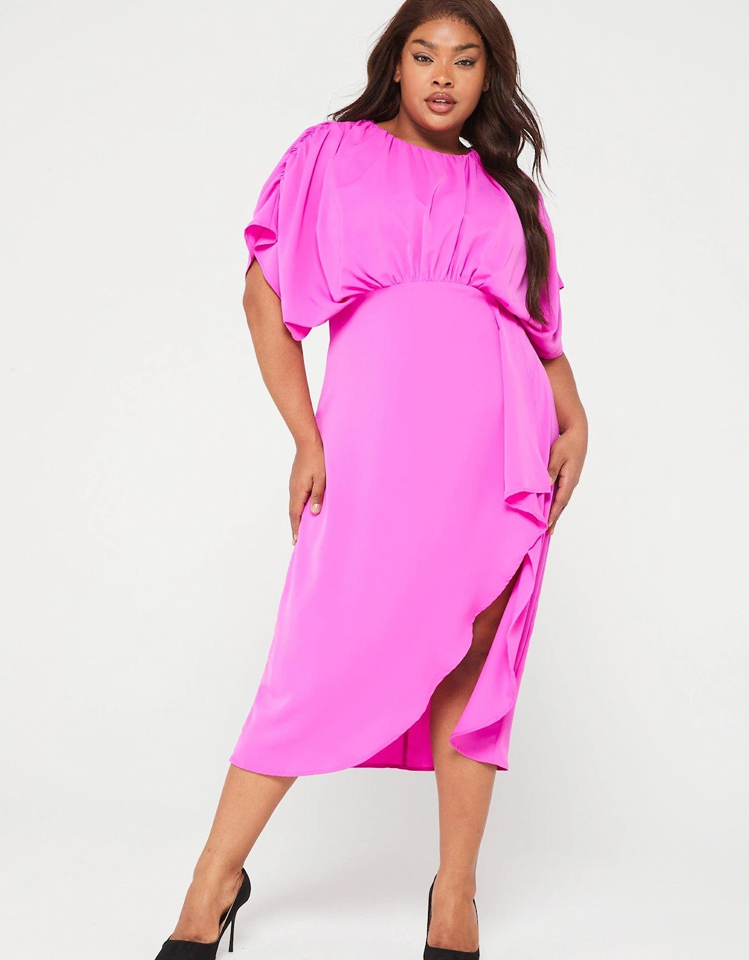 Cinched Midi Dress - Hot Pink, 3 of 2