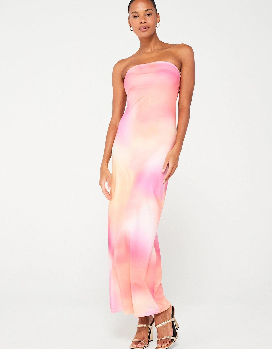 Tie Dye Maxi Strapless Dress - Pink, 5 of 4