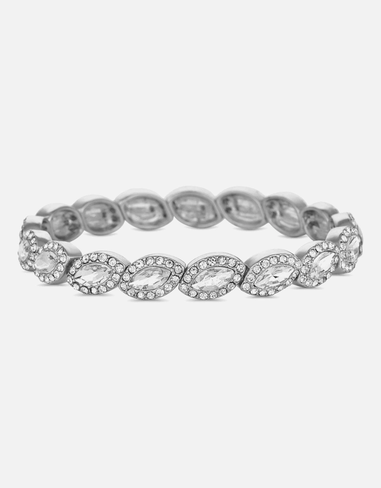 Silver And Crystal Navette Stretch Bracelet