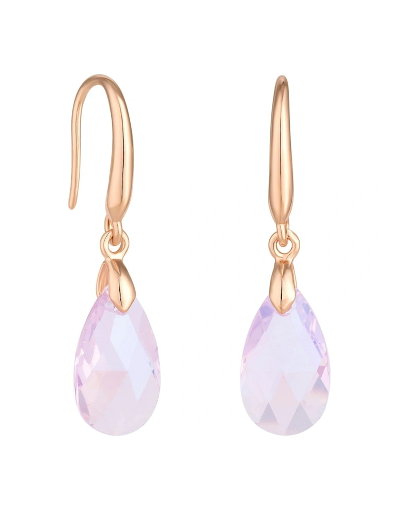 Gold Plated Pink Stone Drop Earrings