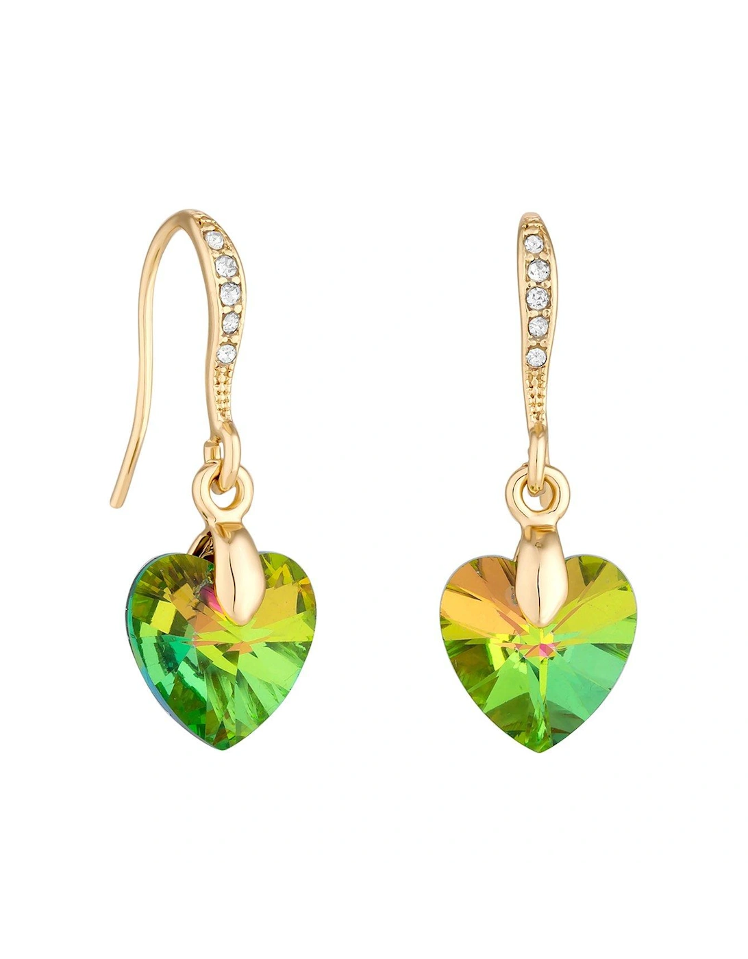 Gold Plated Green Heart Earrings, 2 of 1