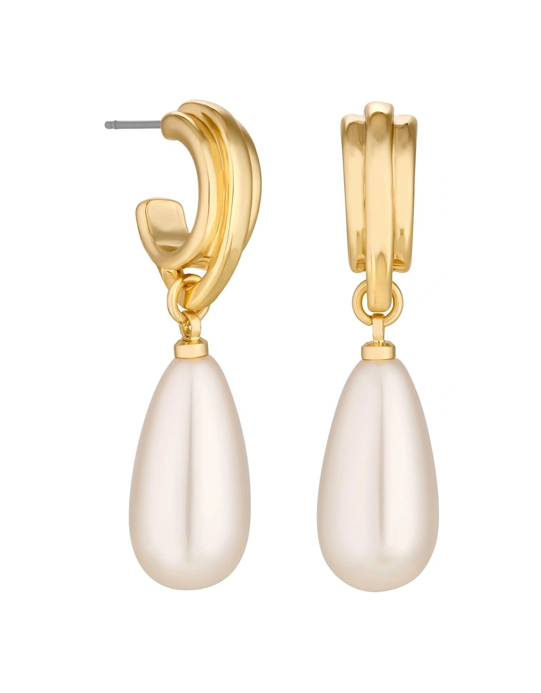 Gold Plated Vintage Inspired Pearl Hoop Earrings, 2 of 1