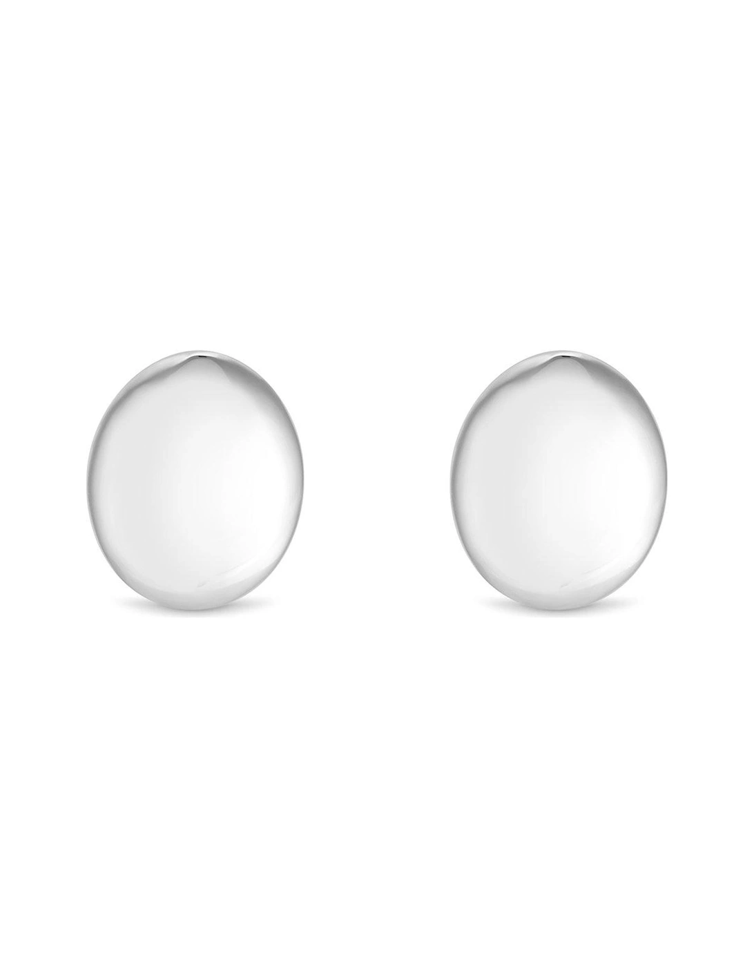 Sterling Silver 925 Oval Polished Stud Earrings, 2 of 1
