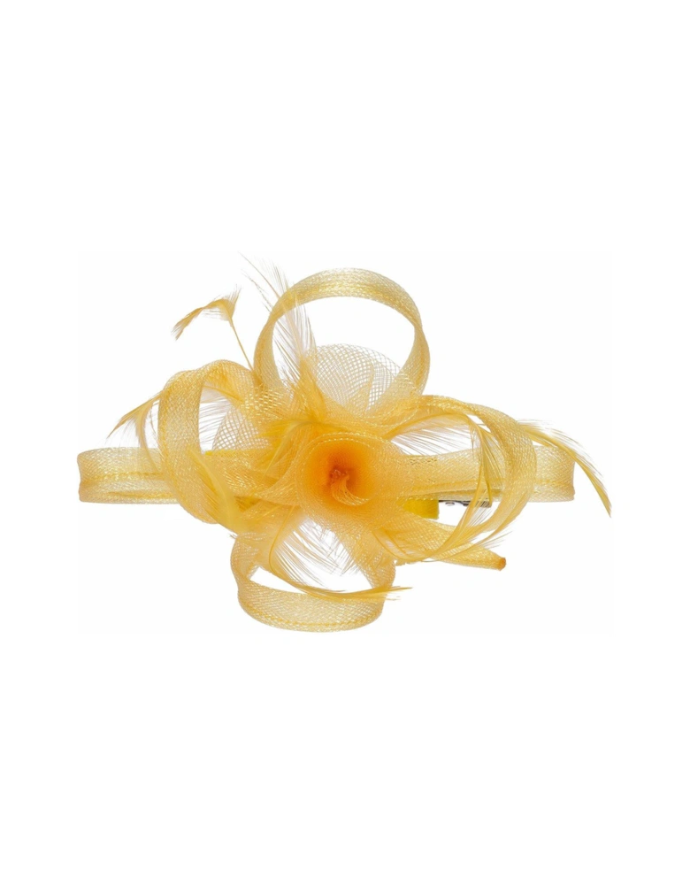 YELLOW SMALL FEATHER FASCINATOR CLIP