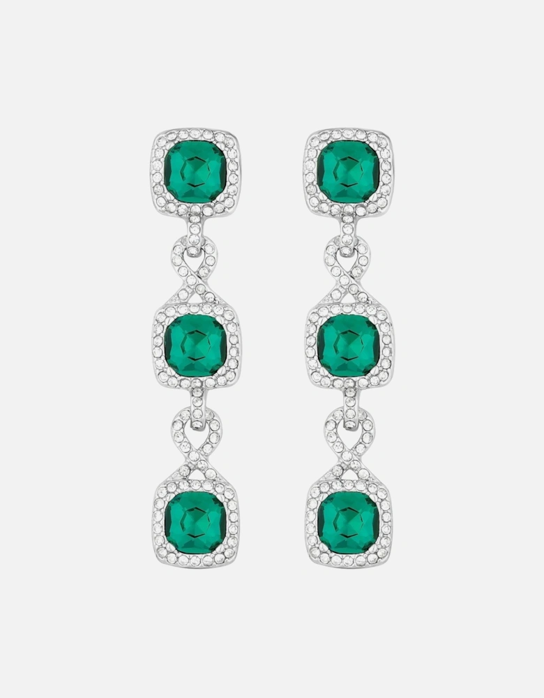 Silver Plated Emerald Green Infinity Earrings