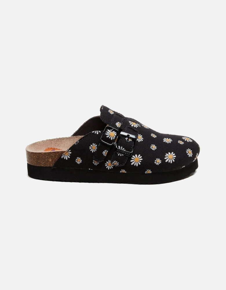Abel Plus Dixie Daisy Printed Footbed Clogs - Black