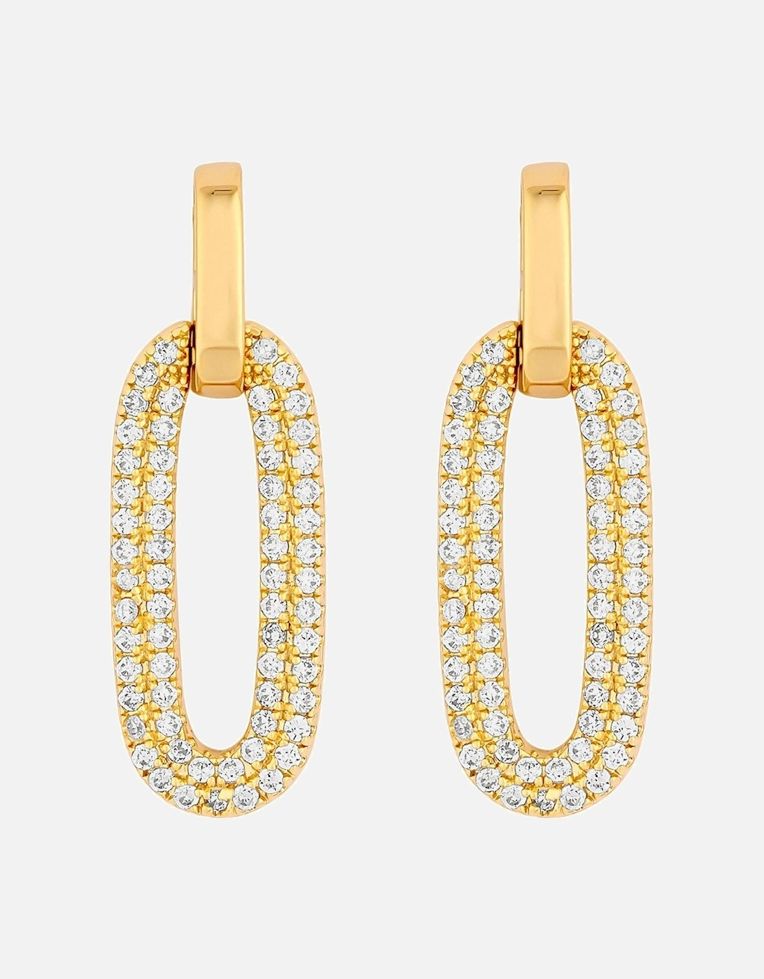 Gold Plated Polished And Pave Link Drop Earrings, 2 of 1