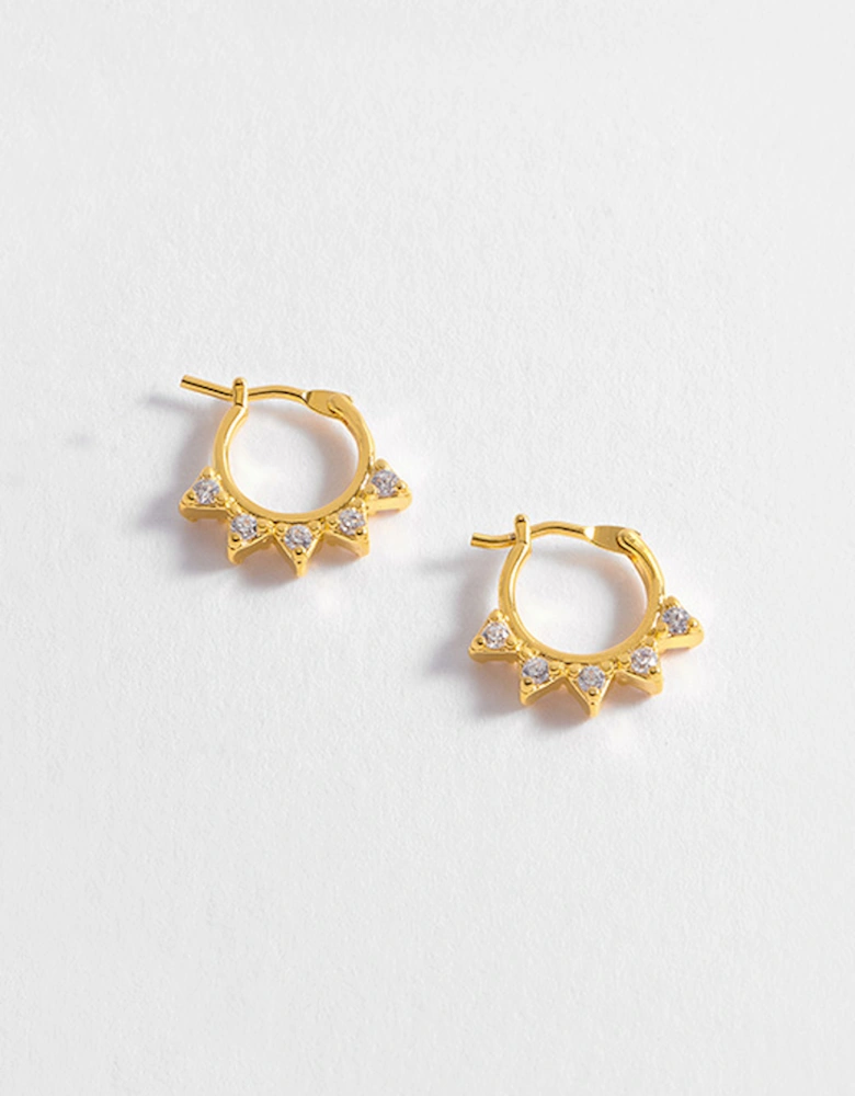 CZ Spike Hoop Earrings Gold Plated