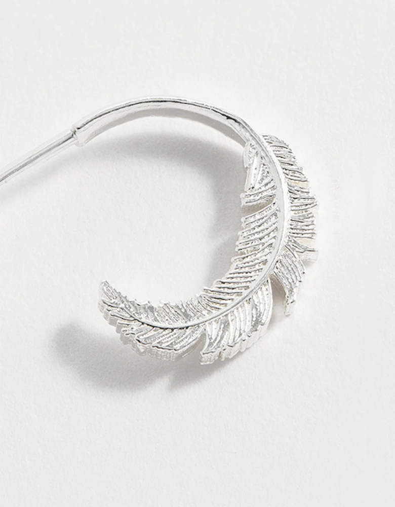 Feather Hoops Silver Plated