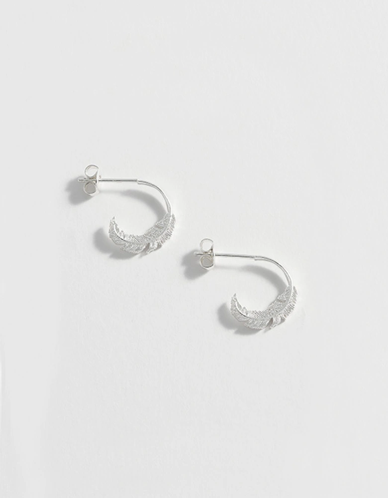 Feather Hoops Silver Plated