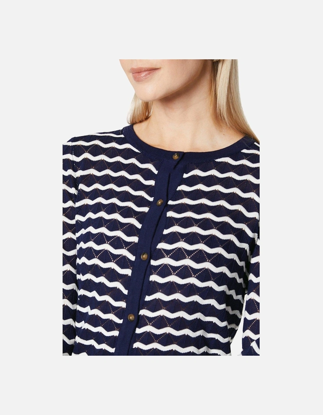 Womens/Ladies Stripe Stitch Detail Cardigan