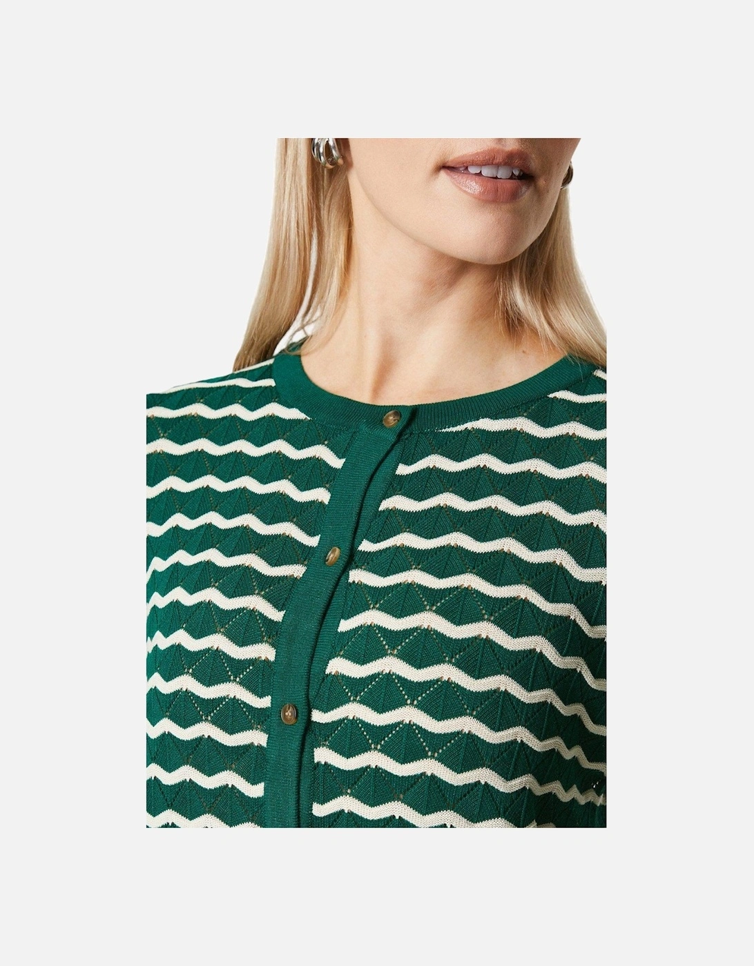 Womens/Ladies Stripe Stitch Detail Cardigan