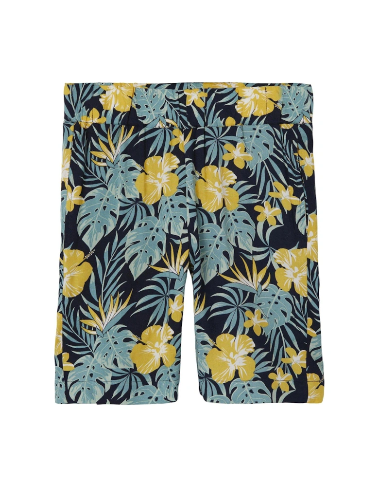 Boys Tropical Print Co-Ord Shorts - Dark Sapphire Tropical