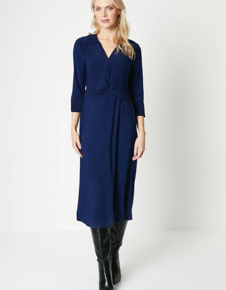 Womens/Ladies Twisted Knot Front Shirt Dress