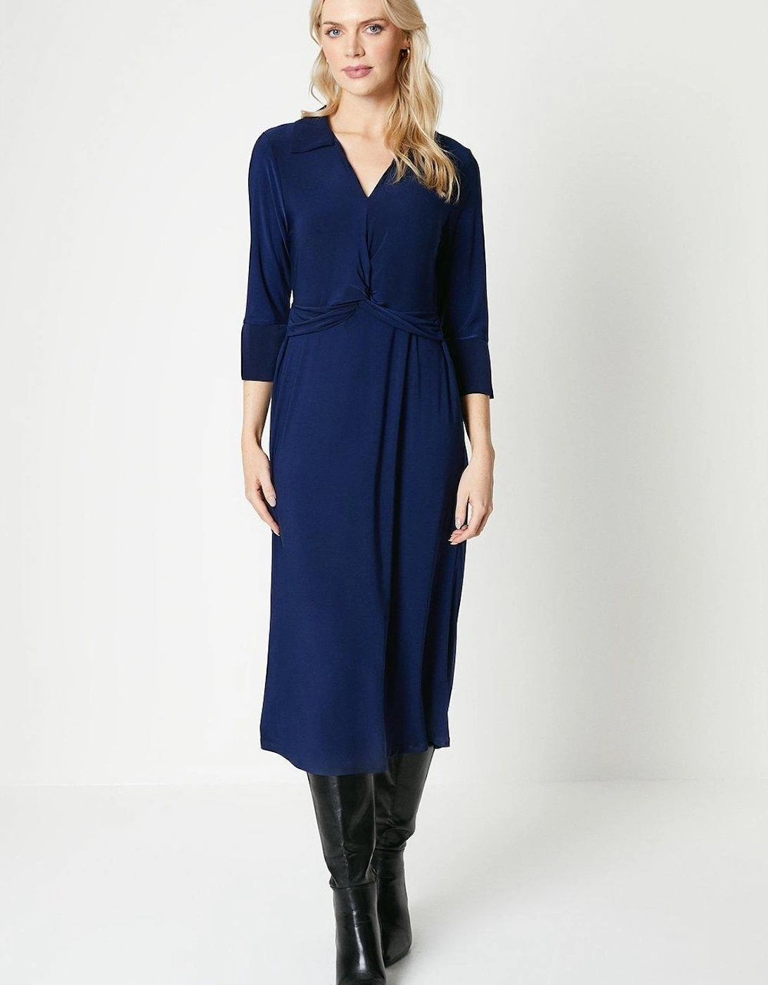 Womens/Ladies Twisted Knot Front Shirt Dress, 2 of 1
