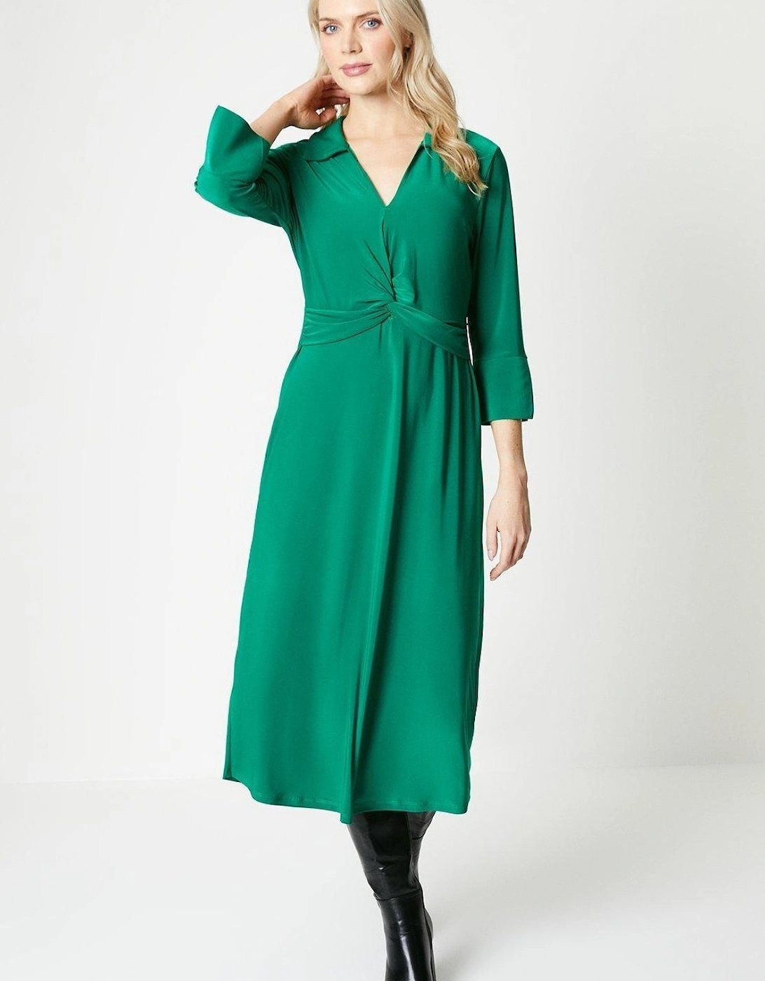 Womens/Ladies Twisted Knot Front Shirt Dress, 2 of 1